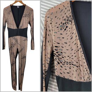 K Too Black Nude Jumpsuit Bodysuit Size Small Costume Stretchy Leotard Sheer